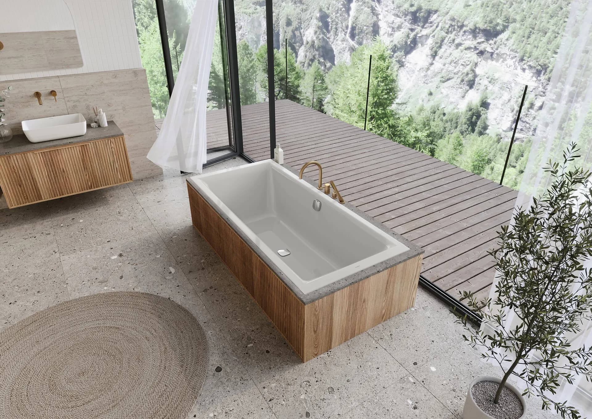 Modernes Badezimmer mit freistehender Badewanne